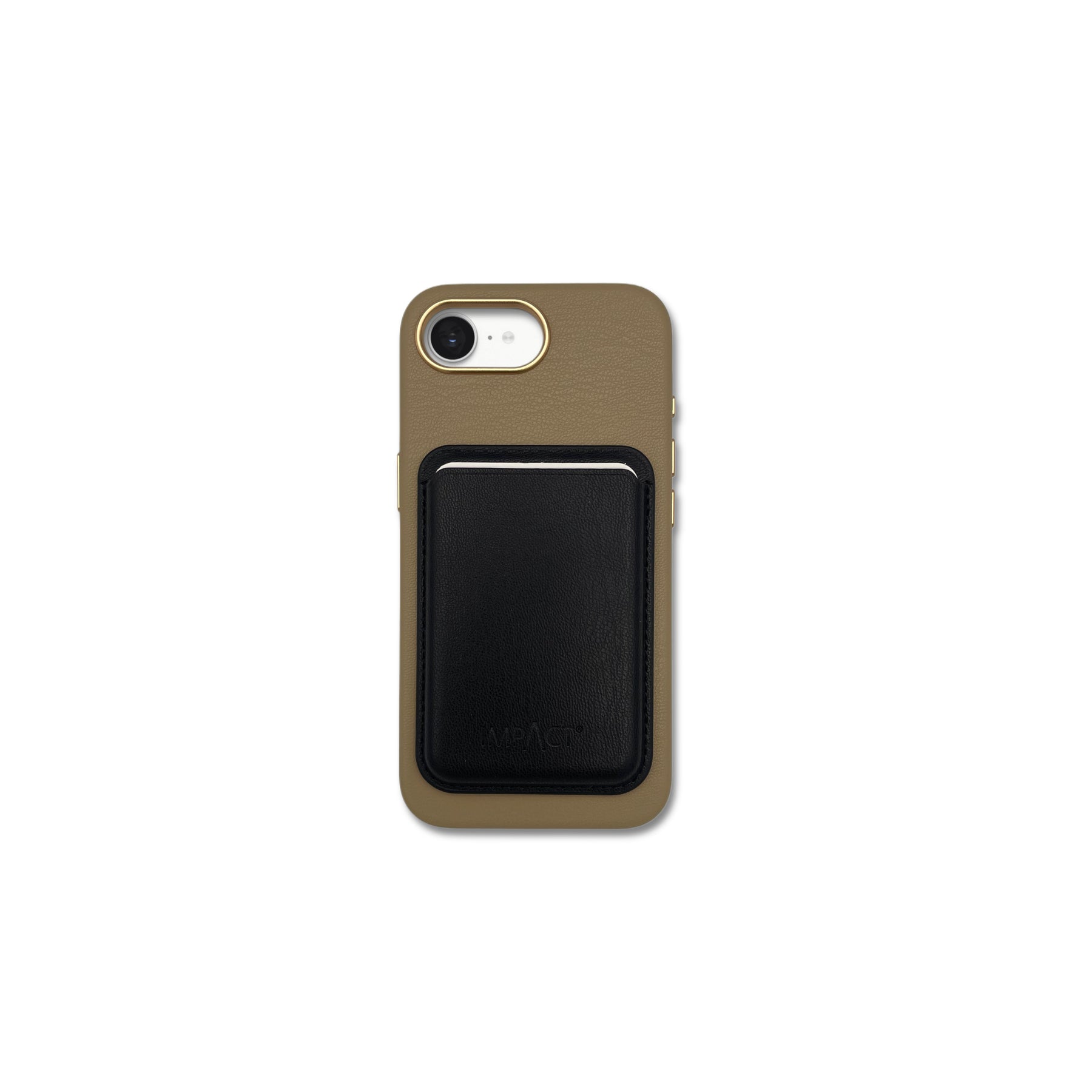 Vegane Maislederhülle sand + veganes MagSafe Wallet schwarz im Set